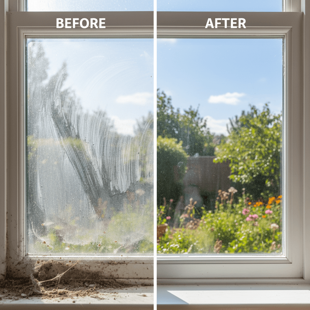 Window cleaning before and after results