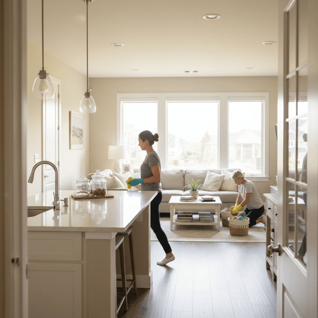 Comprehensive residential cleaning session in progress