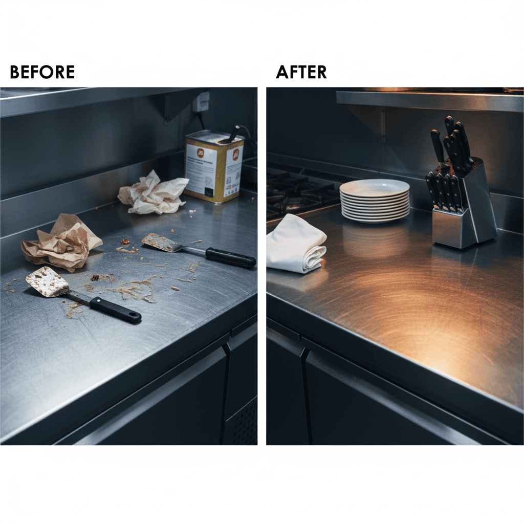 Kitchen counter deep clean detail